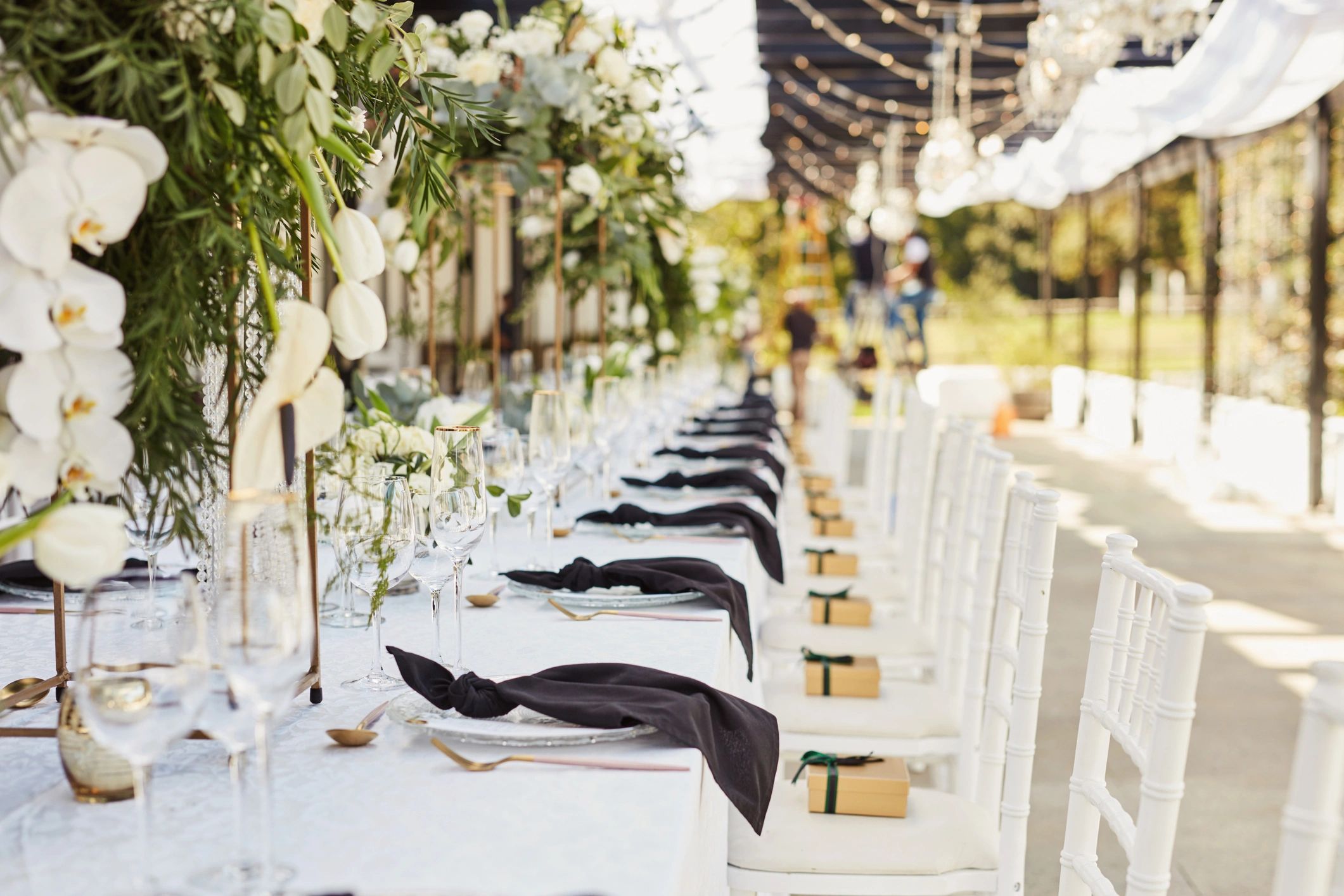 Elegantly decorated hospitality table setting