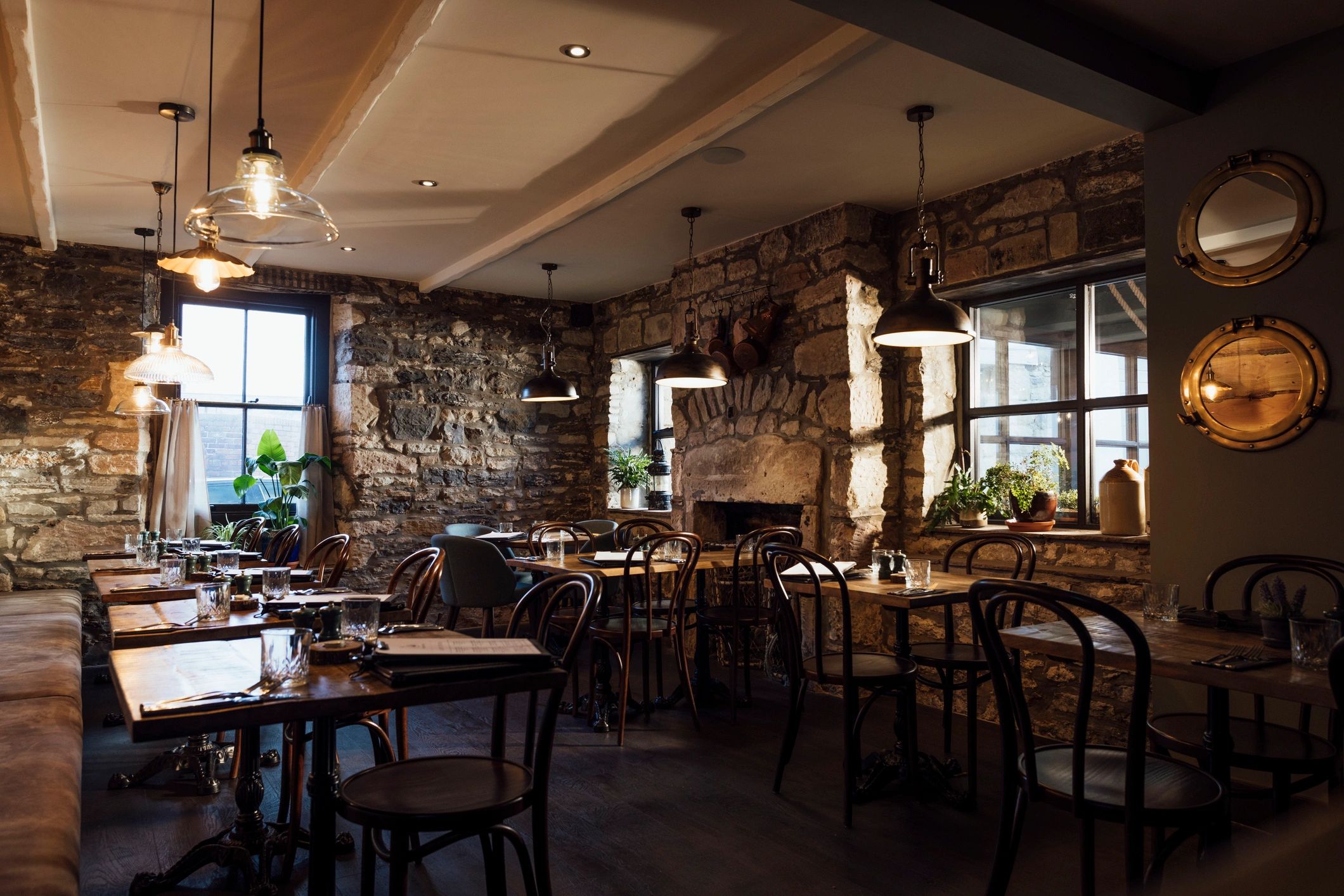 Warm restaurant interior with refined atmosphere