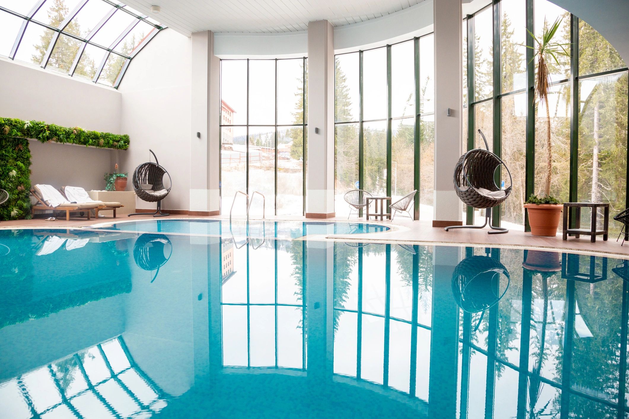 Indoor swimming pool in a winter resort