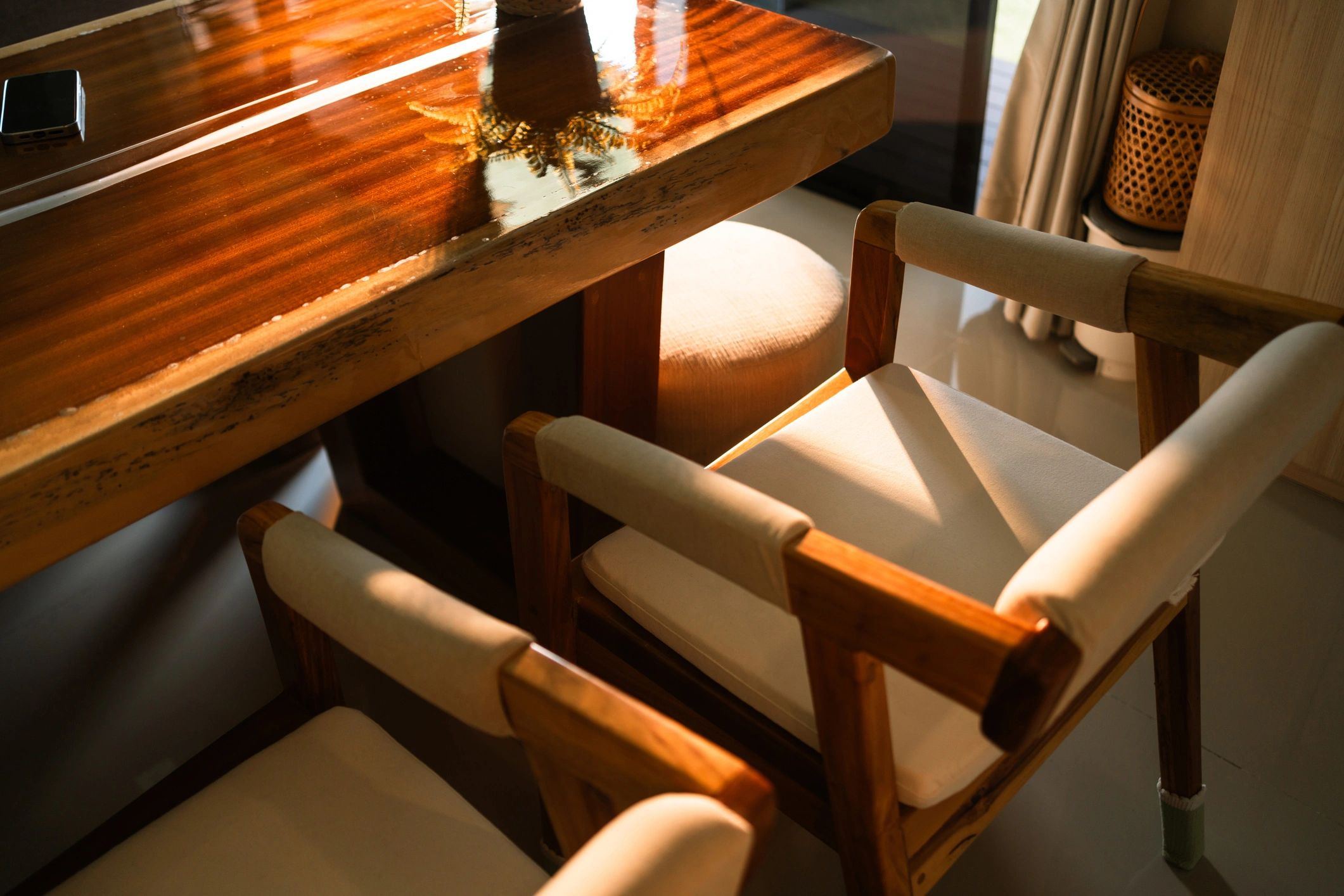 Minimalist wooden chairs in a modern interior