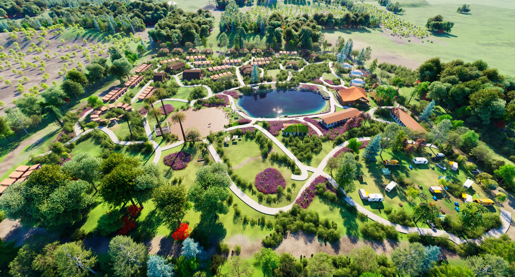 Retreat village aerial view