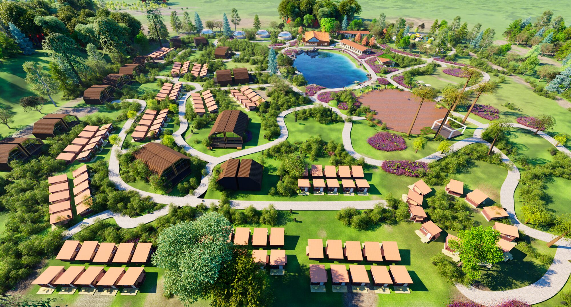 Lodge clusters and lake