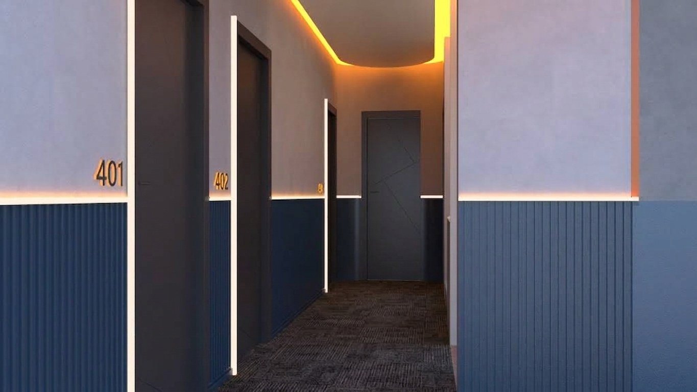 Guest floor corridor, Vรฉon Hotel, Thessaloniki